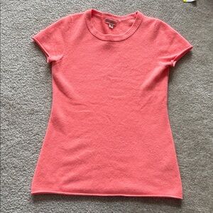 Pale coral j crew Short-sleeve cashmere sweater